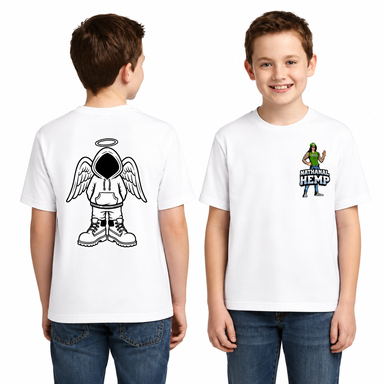 Minimal Angel Hoodie Streetwear T-Shirt – Front & Back Graphic Tee