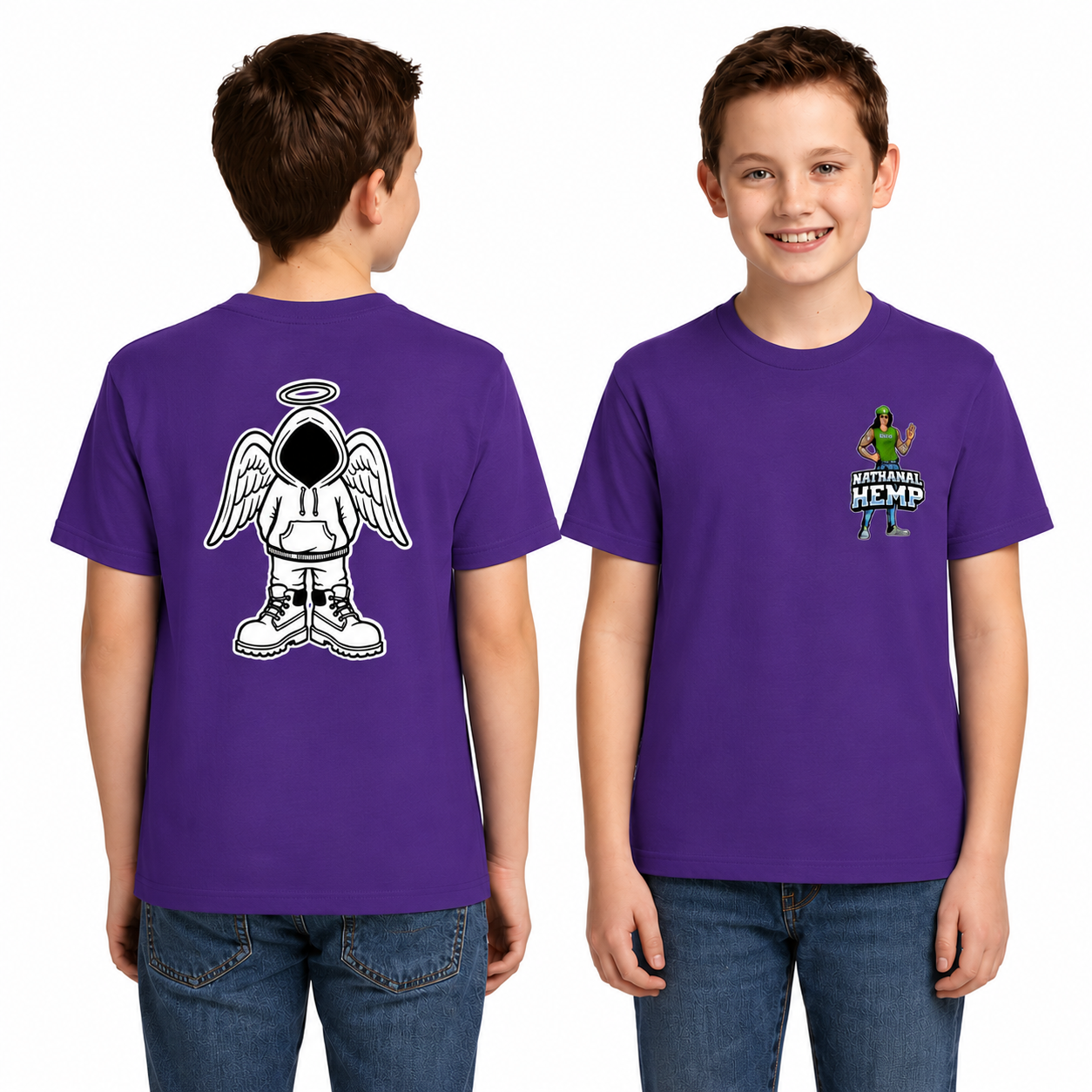 Minimal Angel Hoodie Streetwear T-Shirt – Front & Back Graphic Tee