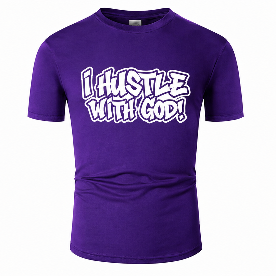 I Hustle With God Bold Typography T-Shirt