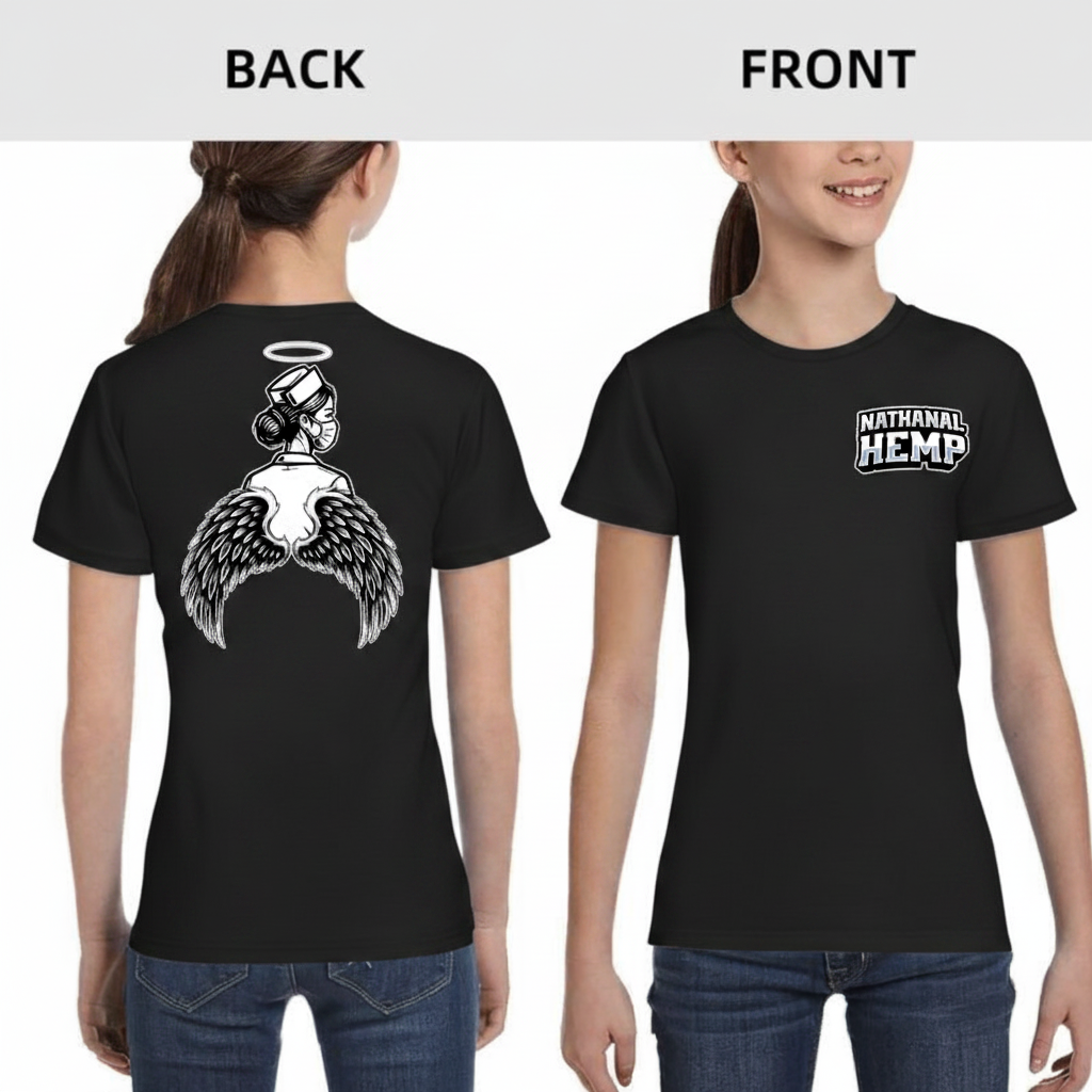 Angel Nurse Wings Graphic T-Shirt – Back Print Streetwear Tee
