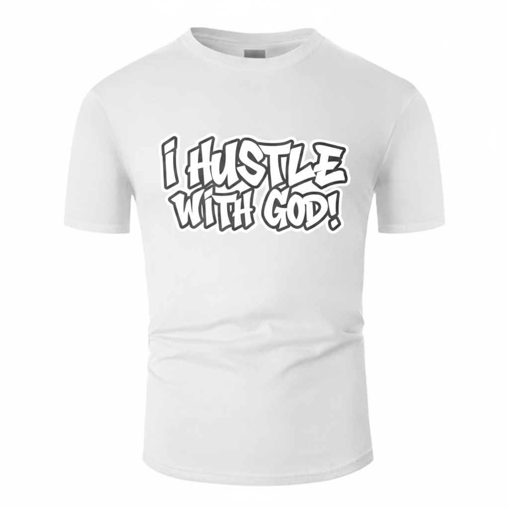 I Hustle With God Bold Typography T-Shirt