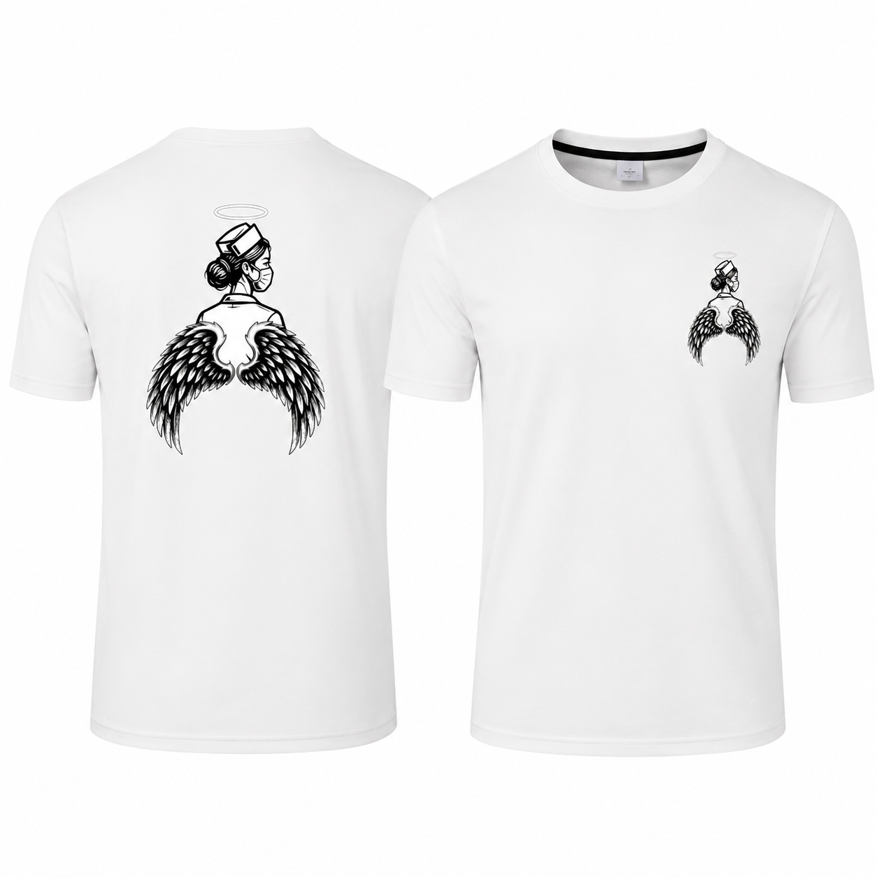 Angel Nurse Wings Graphic T-Shirt – Symbolic Print Tee