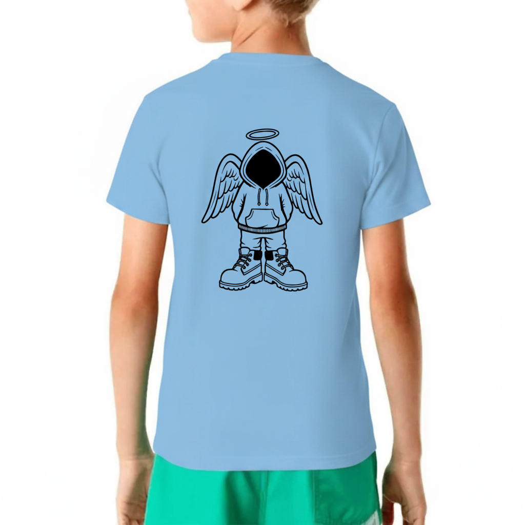 Minimal Angel Hoodie Graphic T-Shirt – Street Style Back Print Tee