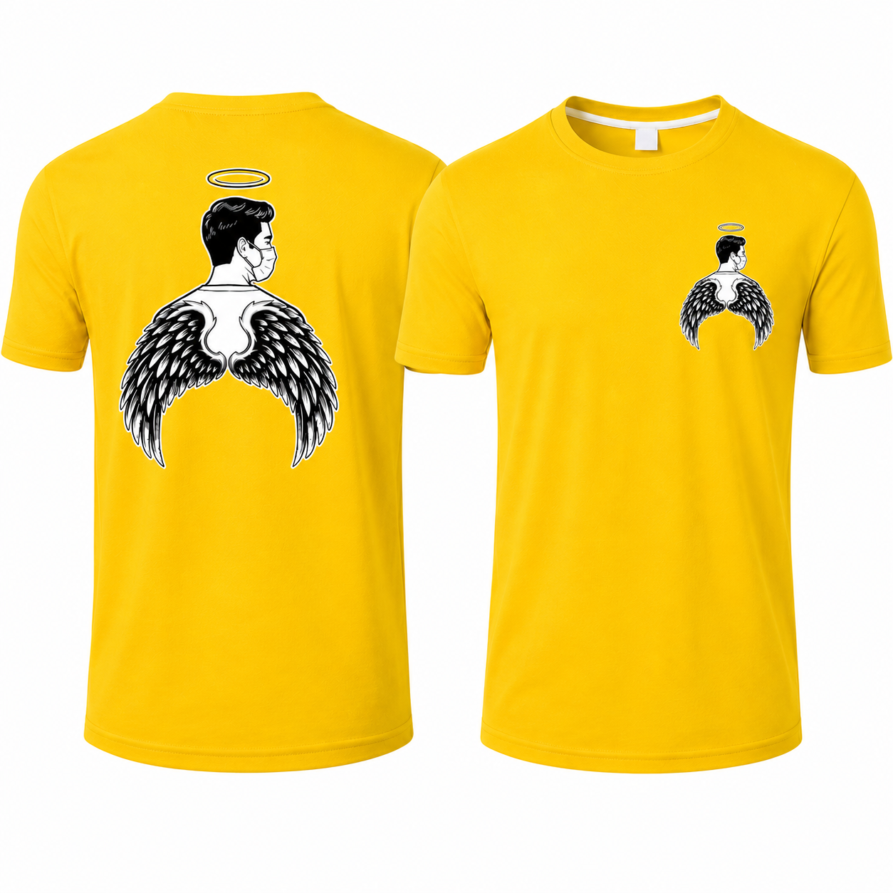 Minimal Angel Hoodie Streetwear T-Shirt – Front & Back Graphic Tee