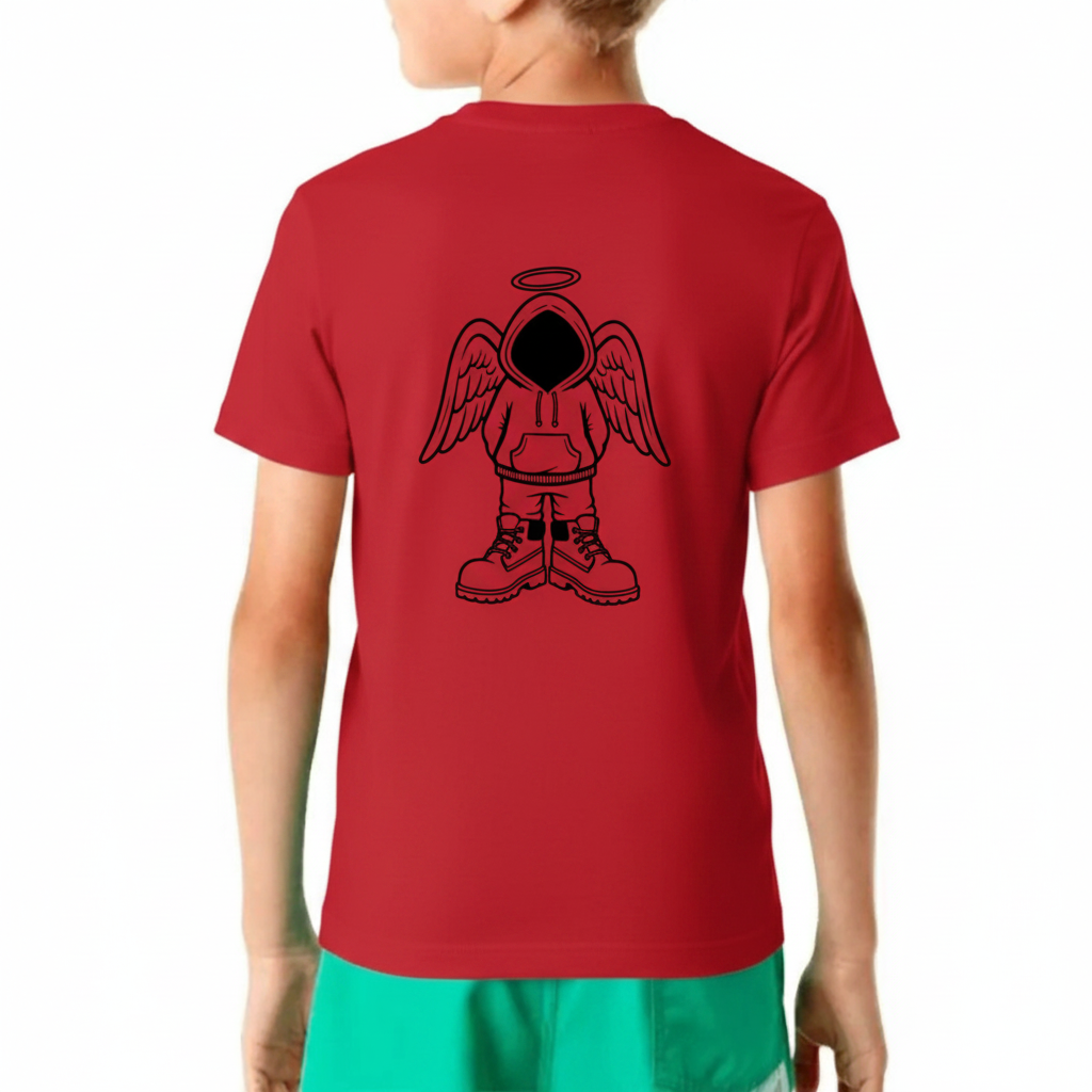 Minimal Angel Hoodie Graphic T-Shirt – Street Style Back Print Tee
