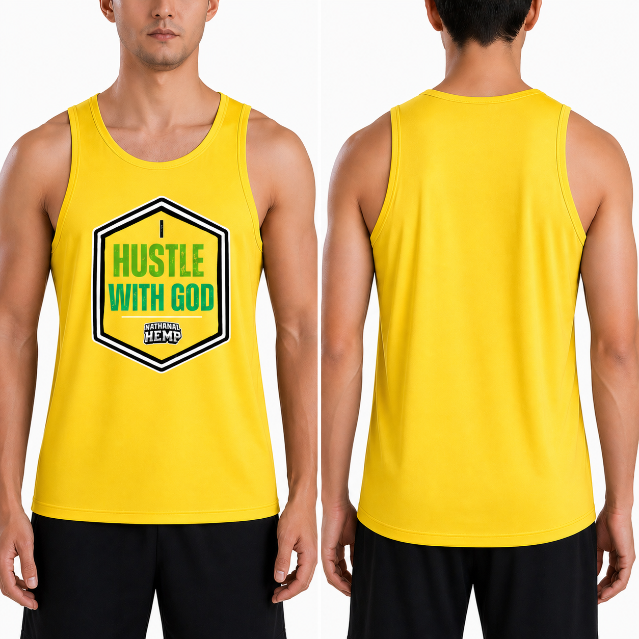 Hustle With God Men’s Tank Top – Motivational Graphic Sleeveless Shirt