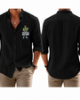 Nathanal Hemp Logo Linen Button Casual Shirt