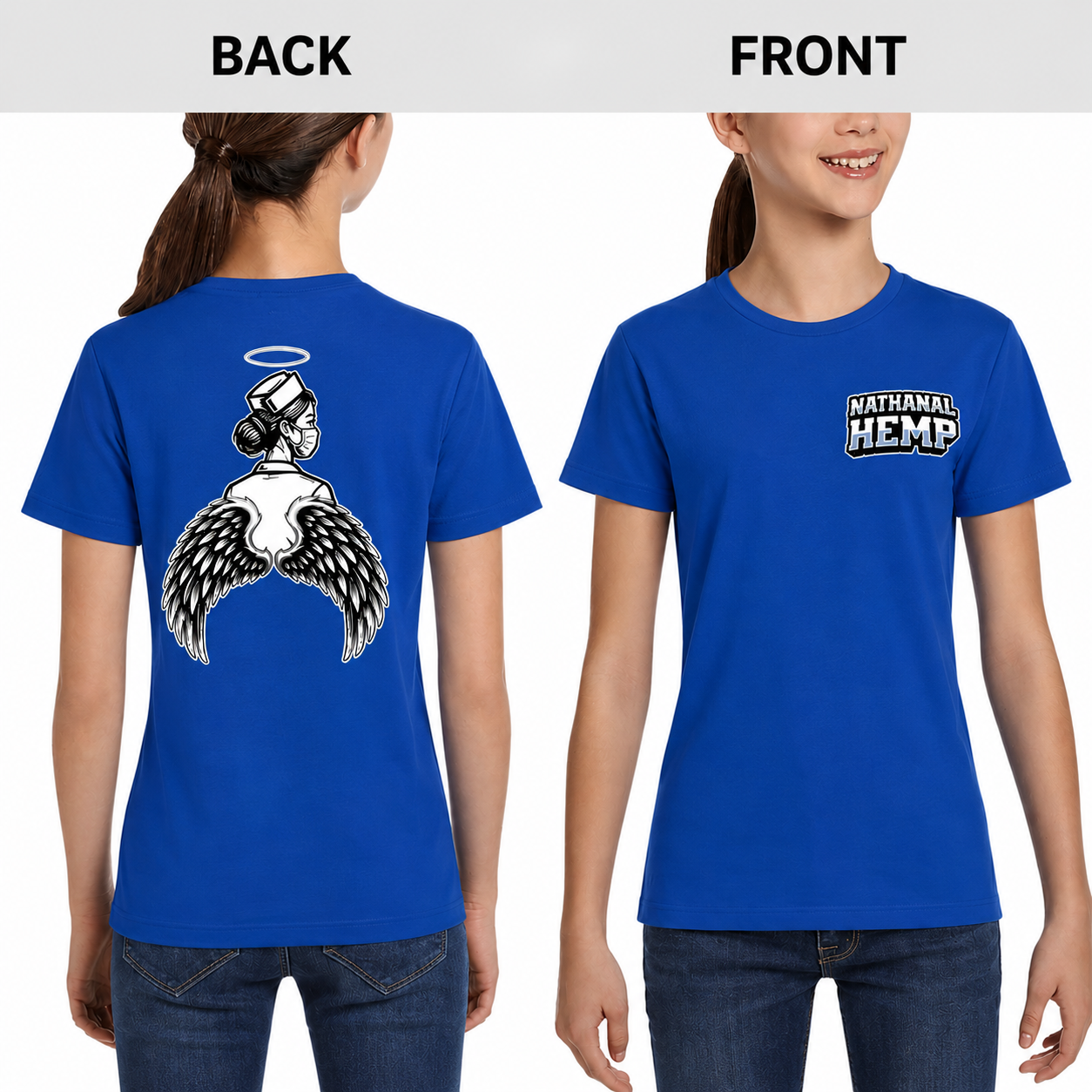 Angel Nurse Wings Graphic T-Shirt – Back Print Streetwear Tee