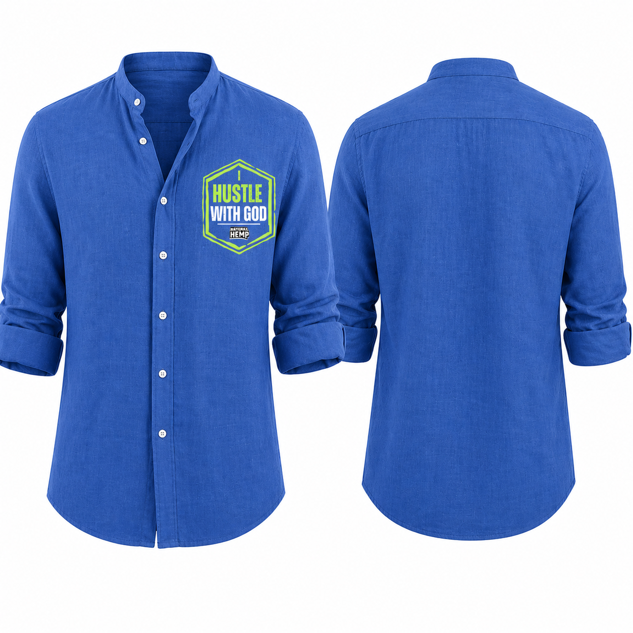 Hustle With God Graphic Linen Button Casual Shirt
