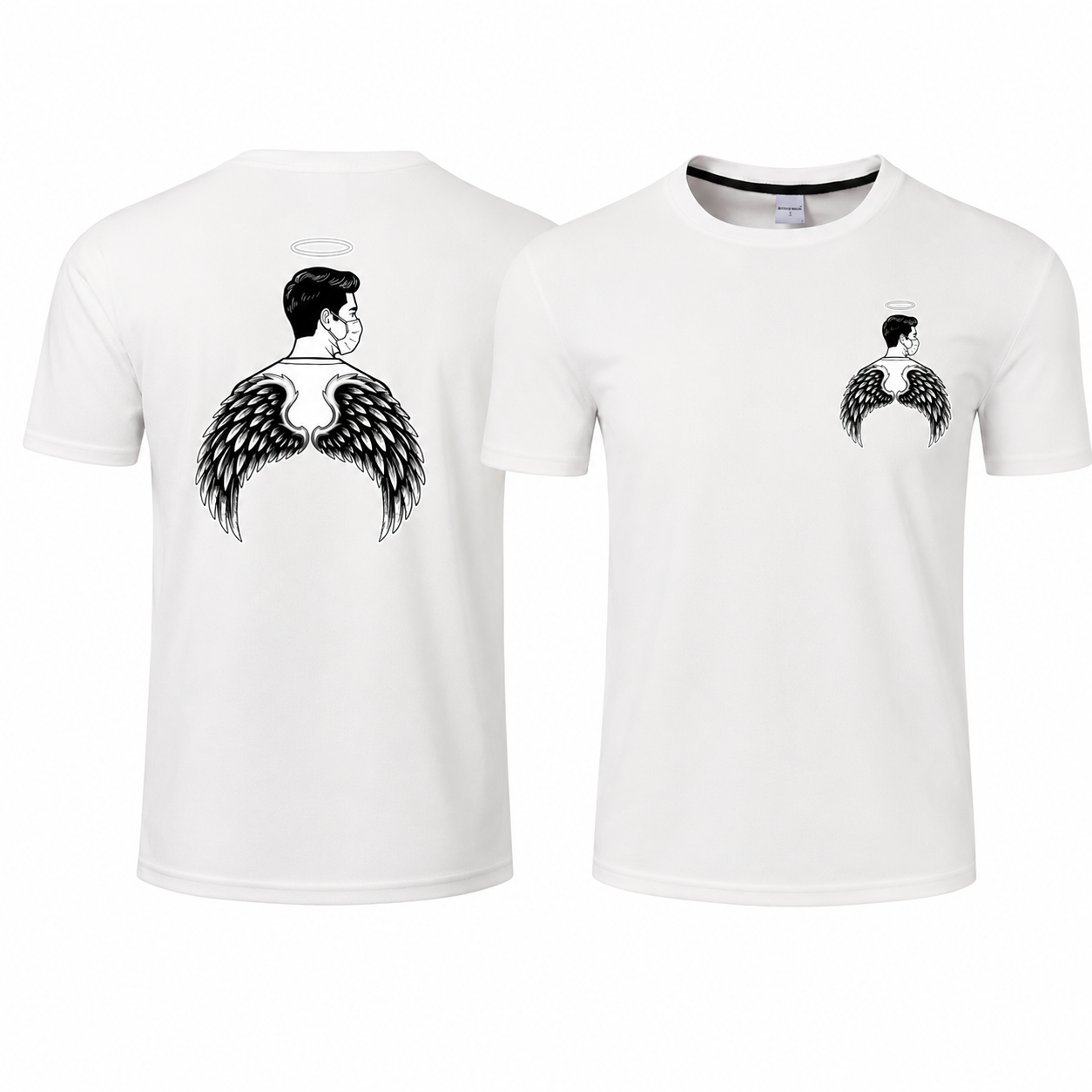Minimal Angel Hoodie Streetwear T-Shirt – Front & Back Graphic Tee