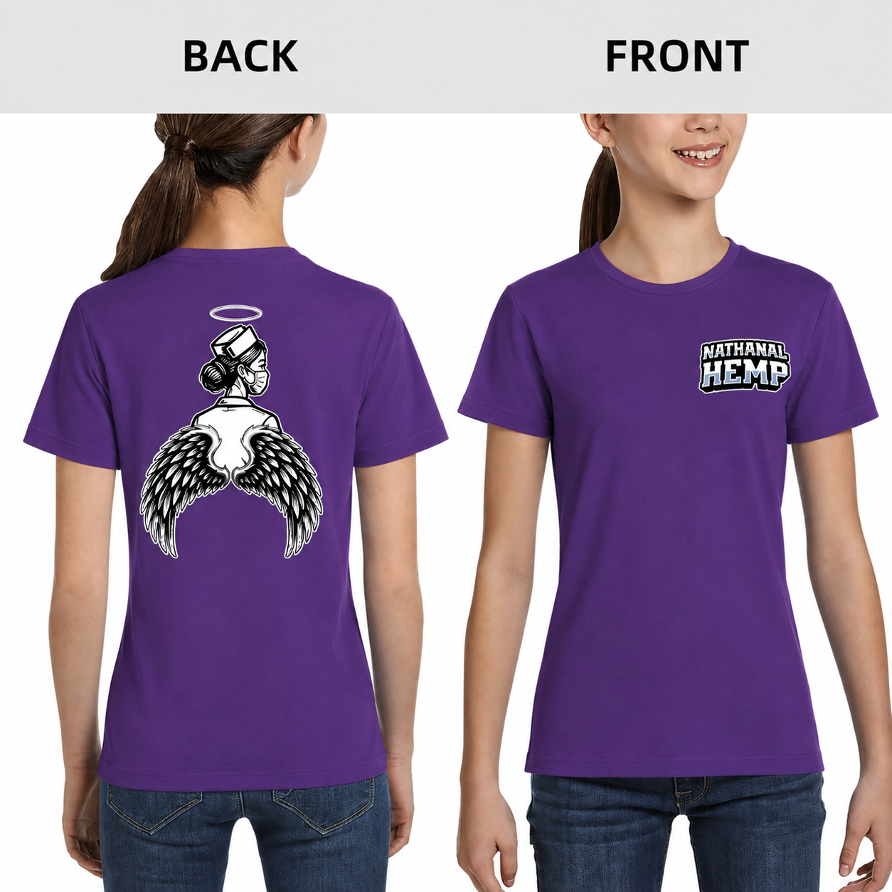 Angel Nurse Wings Graphic T-Shirt – Back Print Streetwear Tee