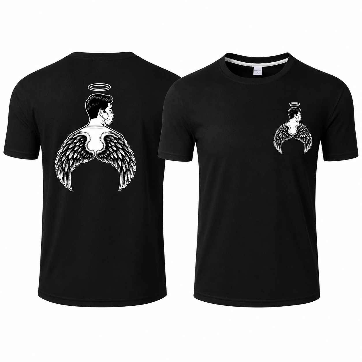 Minimal Angel Hoodie Streetwear T-Shirt – Front & Back Graphic Tee